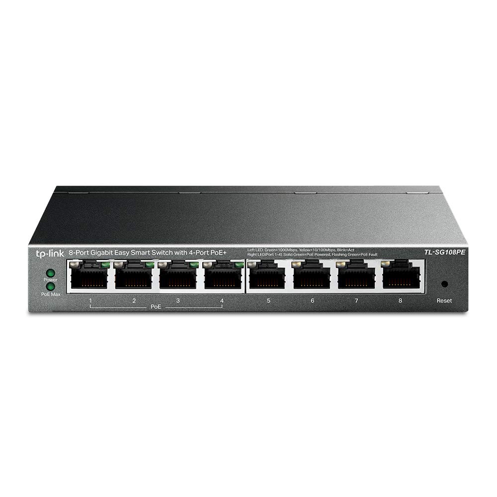 8 Port Gigabit Easy Smart Switch with 4X PoE - High Speed Network Switch for Home Office, Gaming & Small Business Networking