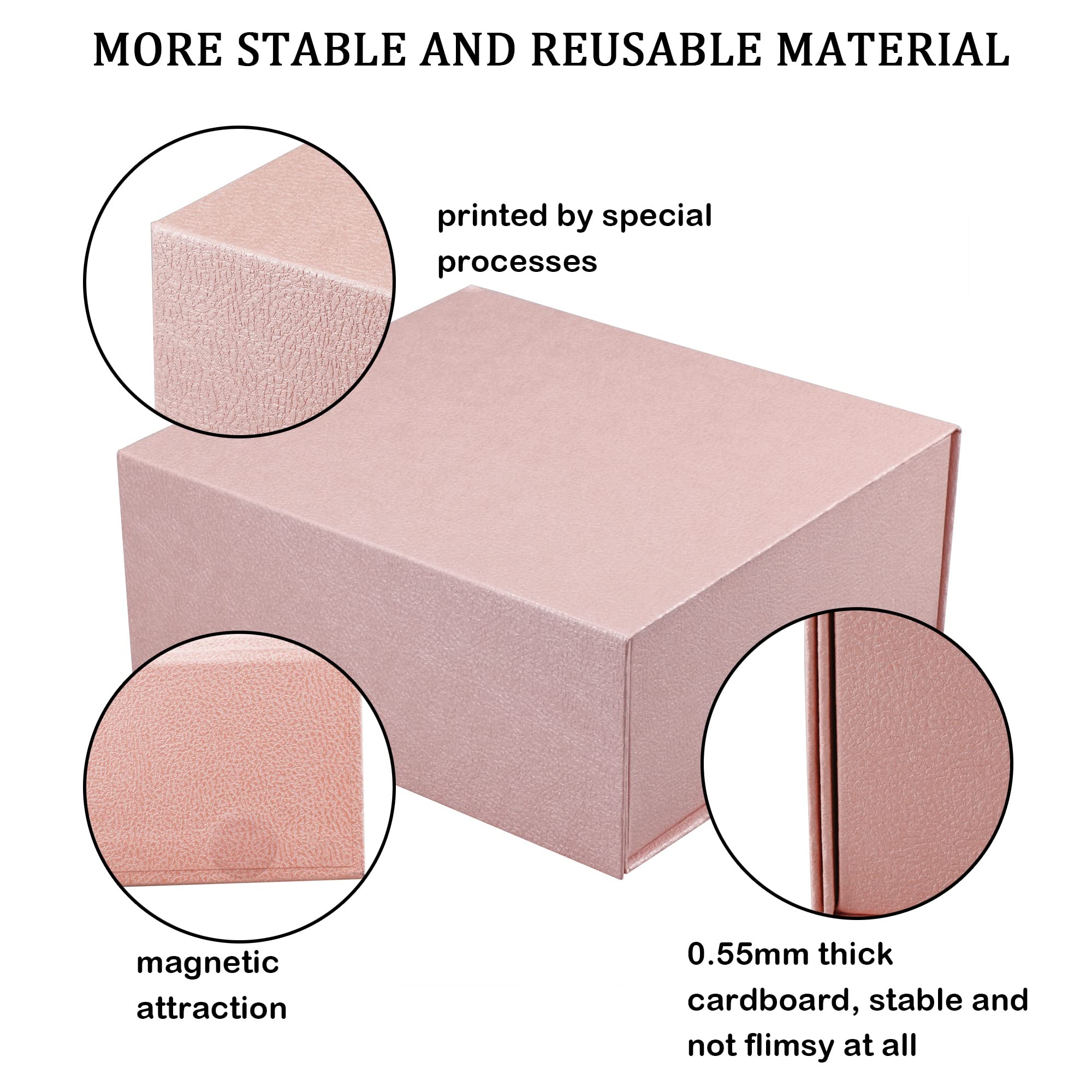 YINUOYOUJIA Magnetic Gift Box with Lid - Elegant Pink Present Packaging (8x7x3.2 Inch) for Weddings, Birthdays, Mother's Day & Bridal Gifts | Includes Card & Ribbon | Perfect for Party Favors, Festive Celebrations & Special Occasions