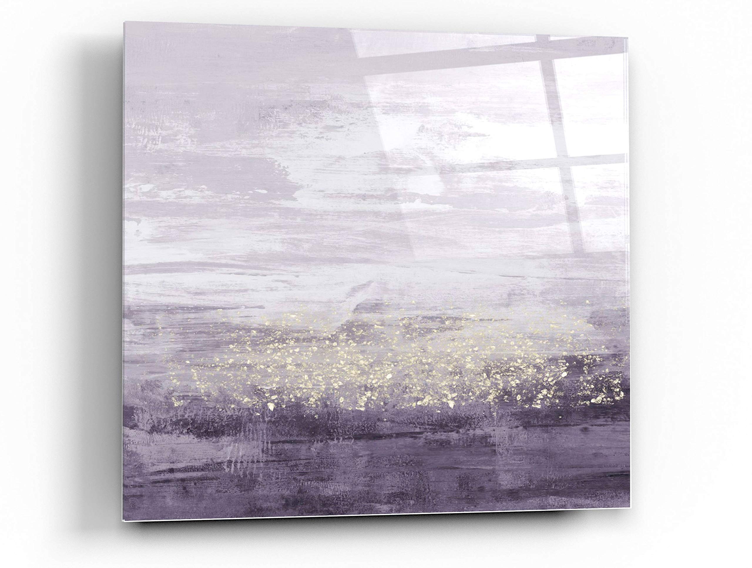 Jennifer Goldberger 'Amethyst Glitter II' Acrylic Glass Wall Art - 36x36 Inches Modern Abstract Painting for Living Room, Bedroom & Office Decor