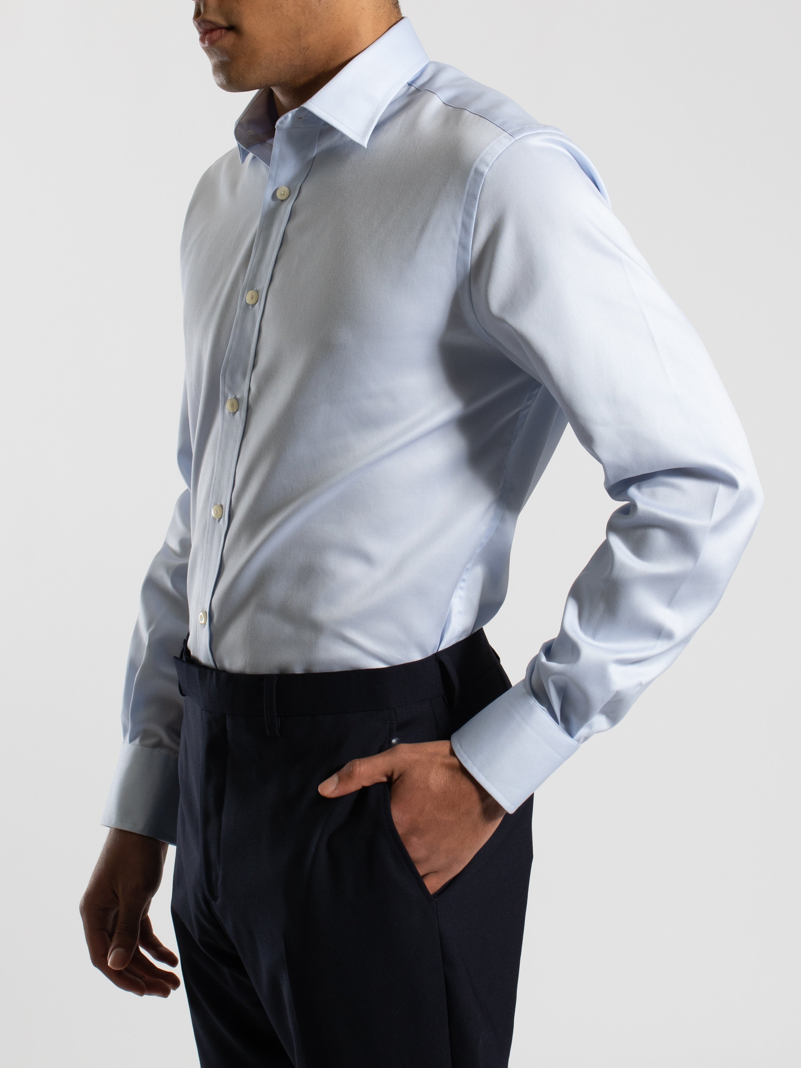 Blue Micro Twill Shirt for Men - Contemporary Fit Casual Button Down Shirt | Perfect for Office, Business Meetings & Smart Casual Outfits
