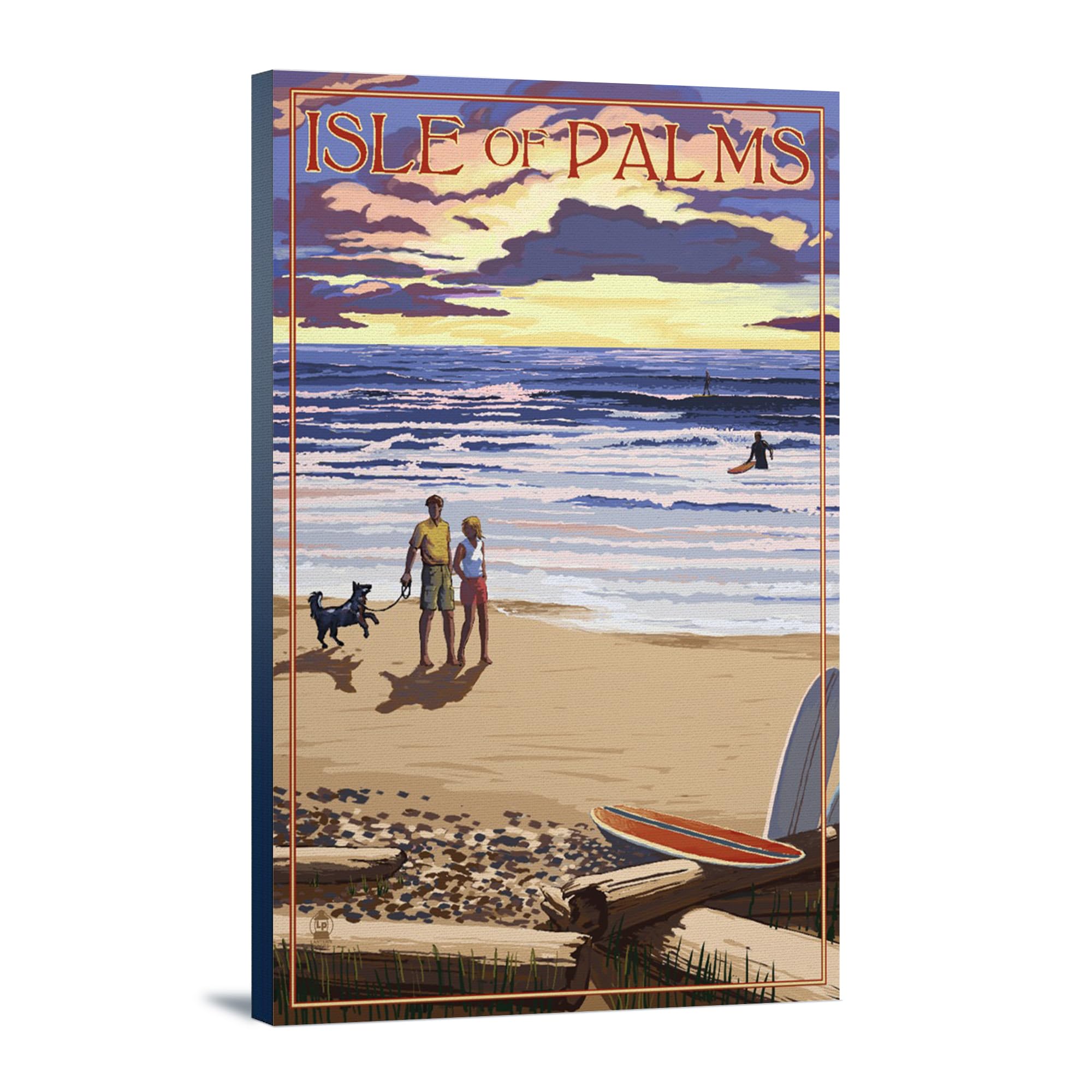 Lantern Press Isle of Palms South Carolina Sunset Beach Wall Art - 12x18 Wrapped Canvas for Coastal Home Decor, Living Room & Bedroom Wall Artwork