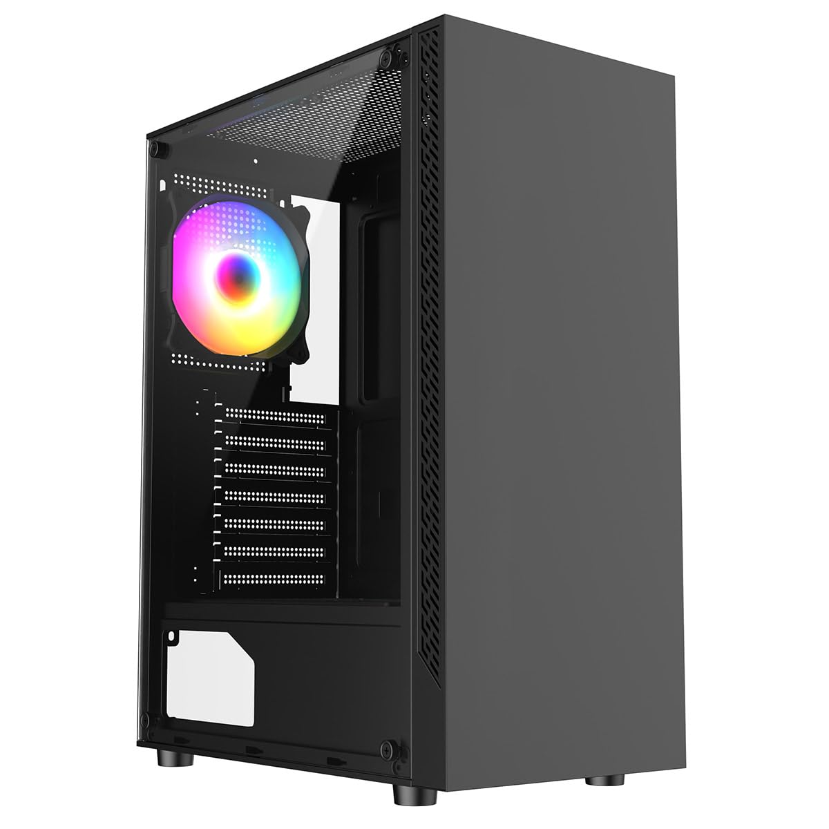 ionz KZ08 V3 Mid Tower PC Gaming Case - ATX/Micro-ATX Compatible with Tempered Glass & 1x FRGB Fan (Black) - Perfect for Gaming Rigs, Workstations & Custom PC Builds