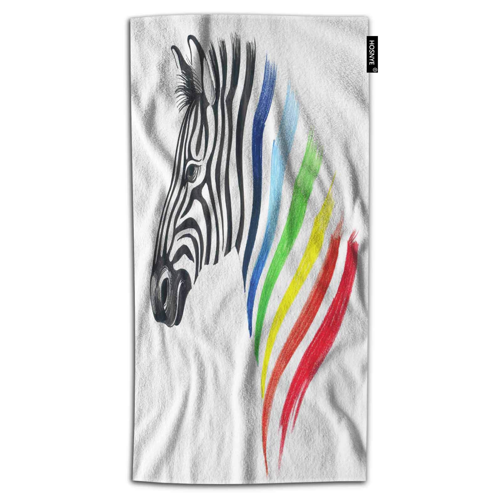 Rainbow Zebra Hand Towel - Soft Absorbent African Wildlife Design for Bathroom, Beach, Kitchen, Spa, Gym & Yoga - Face & Hand Towel Set