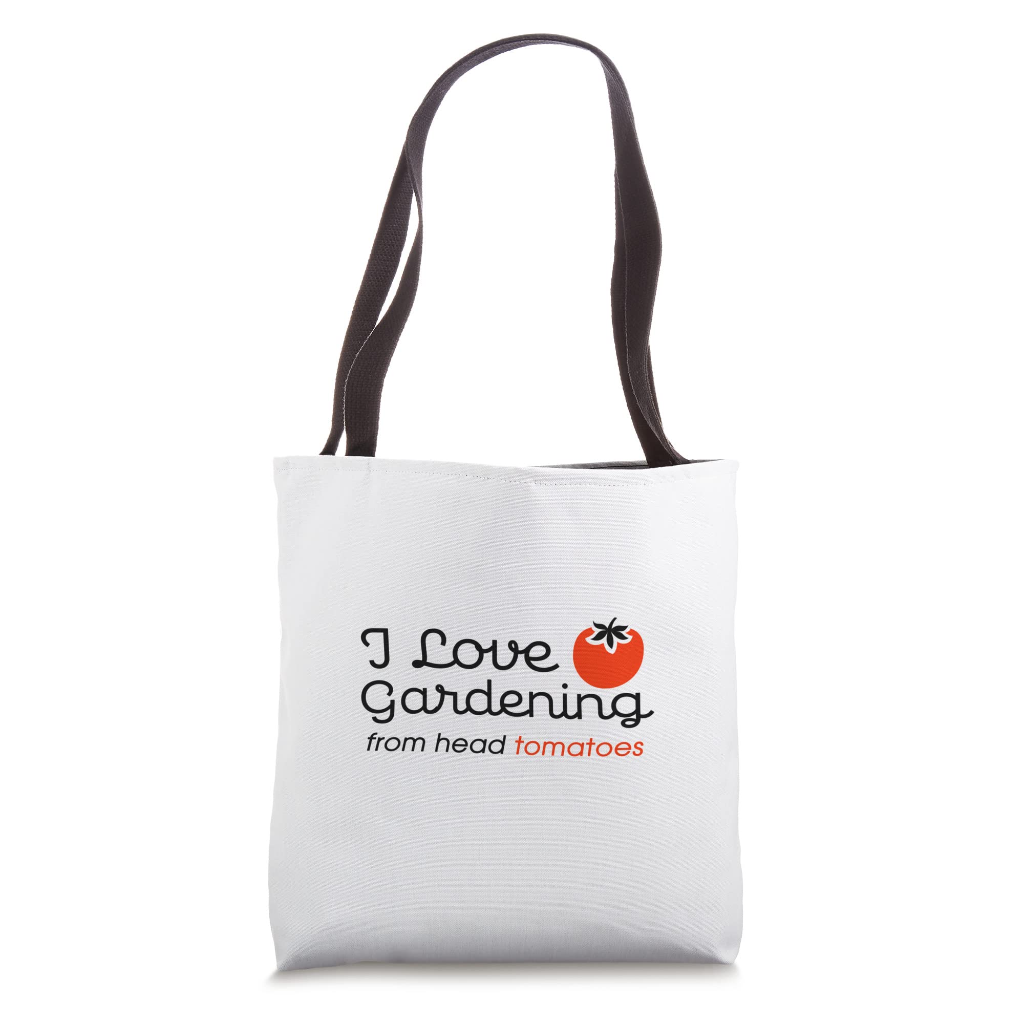I Love Gardening From My Head Tomatoes Tote Bag - Durable Cotton Canvas Grocery Shopping Bag for Gardeners, Farmers Market & Outdoor Activities