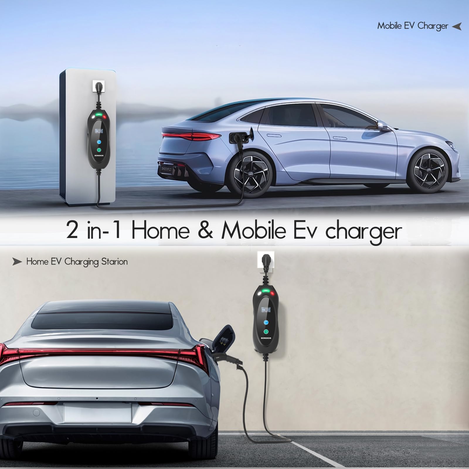 32A Level 2 Portable EV Charger - NEMA 14-50P Plug Electric Vehicle Charging Station with 21ft Cable | SAE J1772 Compatible Home & Travel Car Charger | Adjustable Current for Tesla, Chevy, Nissan | Perfect for Garage, Road Trips & Emergency Charging