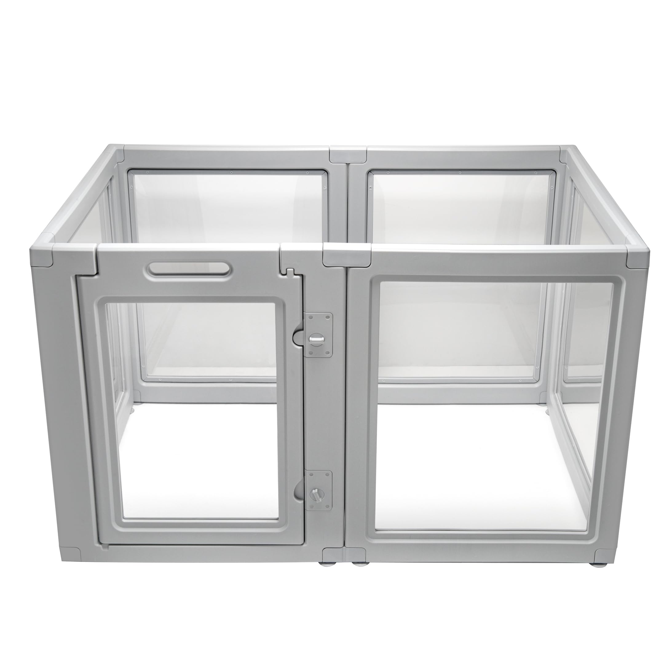 Durable 6-Panel Clear Plastic Dog Playpen - 30 Inch Height Indoor/Outdoor Pet Fence for Small to Medium Dogs | Easy Assembly & Foldable Design | Perfect for Puppy Training, Home Use, Backyard & Travel (Ash Gray, 30