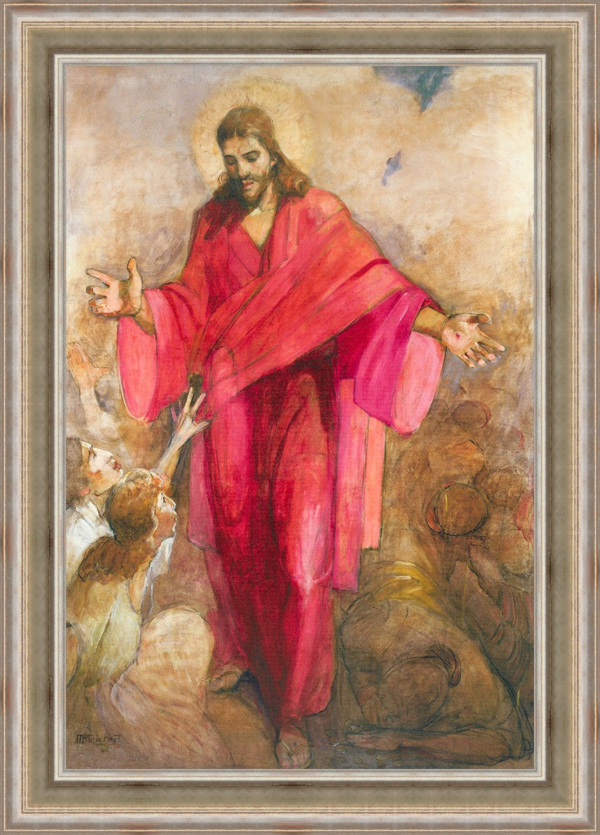 Large Christ in Red Robe Wall Art - Religious Home Decor for Living Room, Bedroom & Church