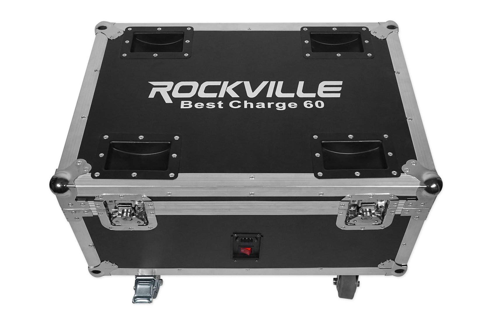 Rockville BEST CHARGE 60 Portable Charging Case for 6 PAR 60 Lights - Durable Travel Road Case for DJ & Stage Lighting - Perfect for Concerts, Events & Mobile Performances