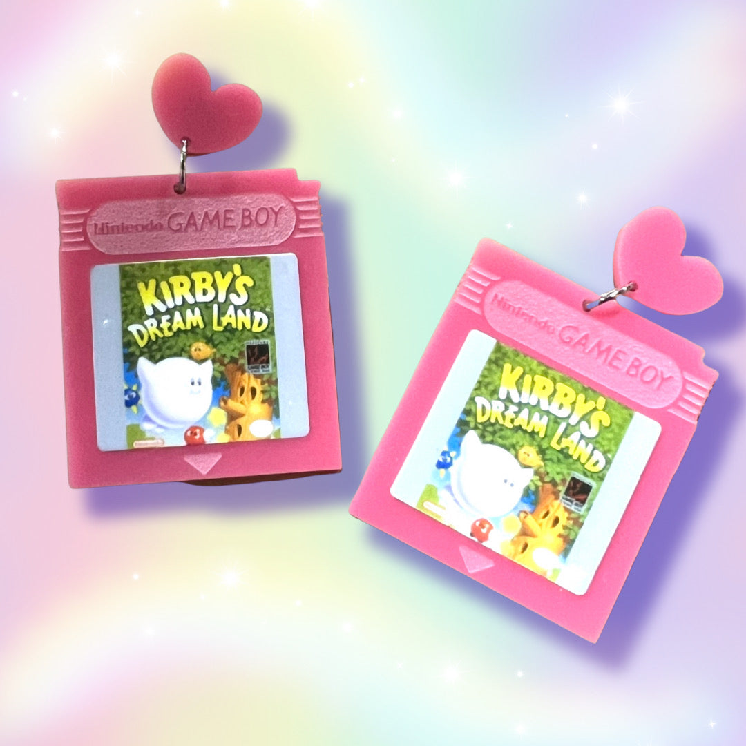 Kirby Game Boy Dangle Earrings - Kawaii Video Game Jewelry for Nintendo Fans | Perfect for Cosplay, Gaming Conventions & Anime Outfits