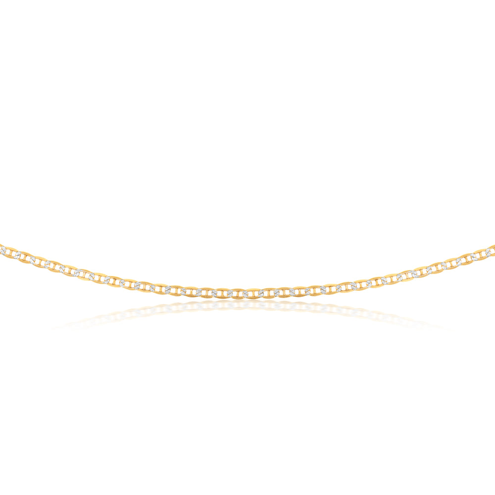 9ct Silver Filled White & Yellow Gold Anchor Chain 45cm - Elegant Jewelry for Women, Perfect for Necklaces & Layering Styles