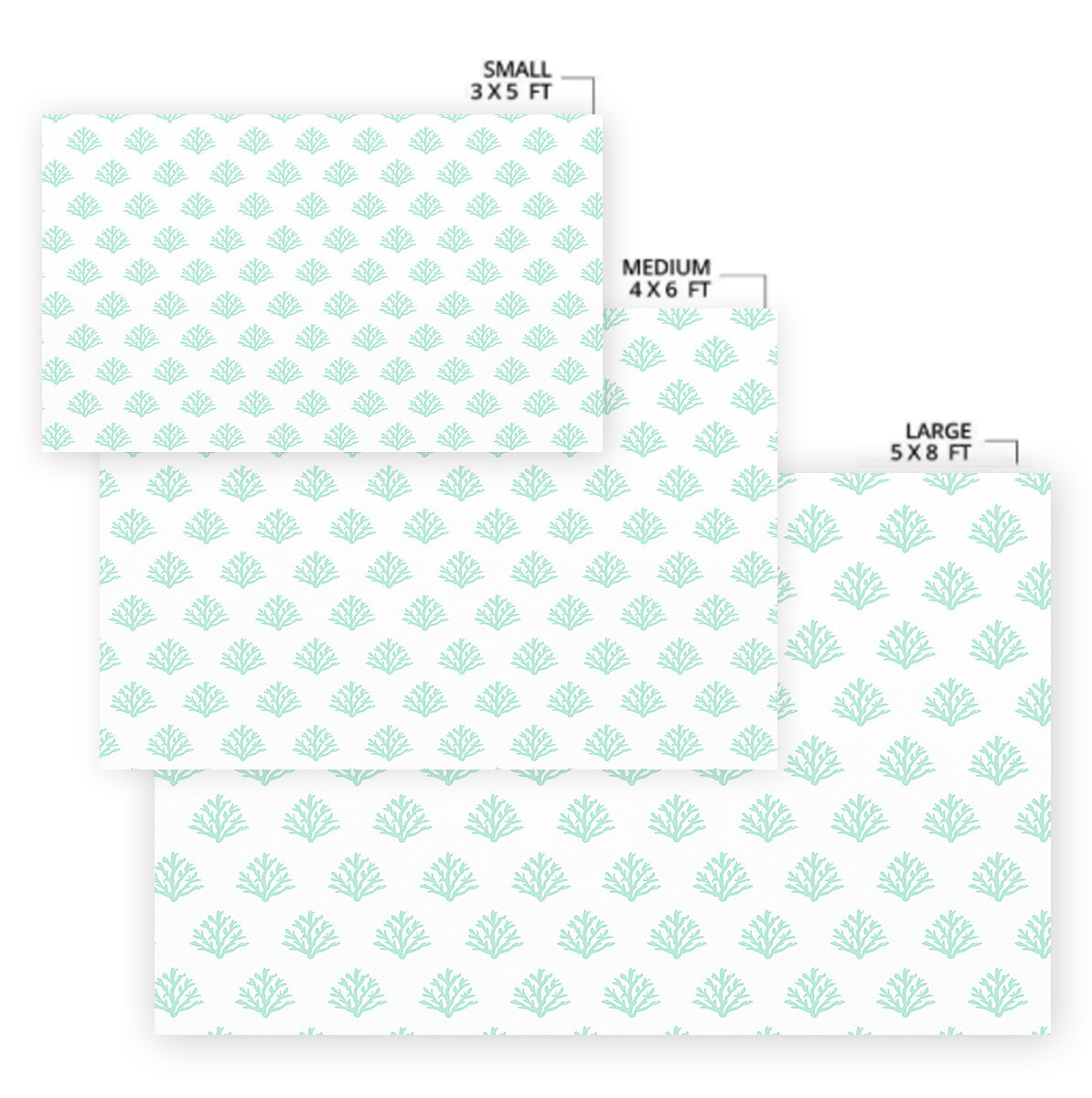 Coral Mint Area Rug - Soft Non-Slip Living Room Carpet, Boho Chic Home Decor for Bedroom, Nursery & Office | Perfect for Cozy Spaces & Modern Interiors