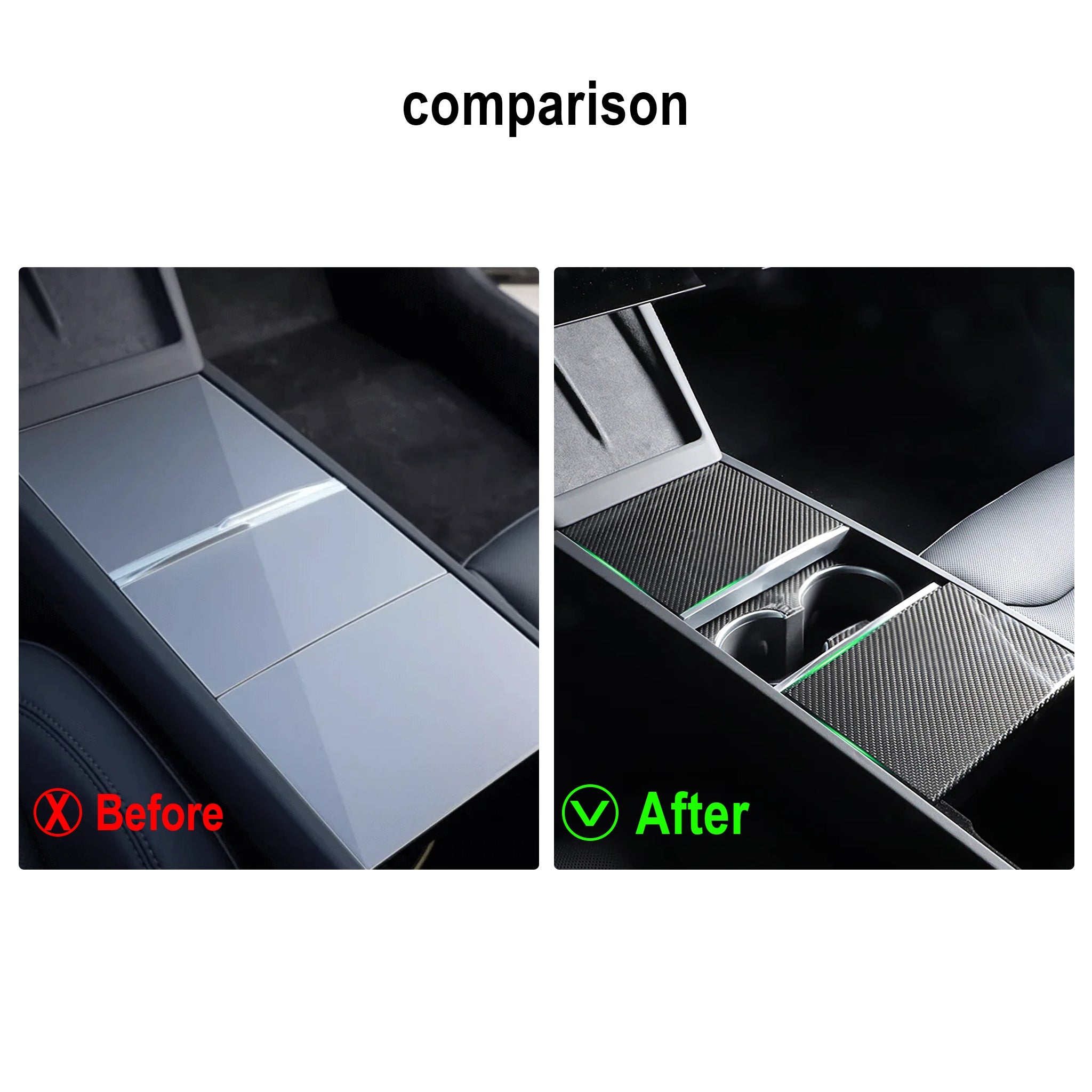 Premium Real Carbon Fiber Center Console Overlays for Tesla Highland 2024+ Model 3 (3-Piece Set) - Upgrade Interior & Protect from Scratches for Daily Driving & Road Trips