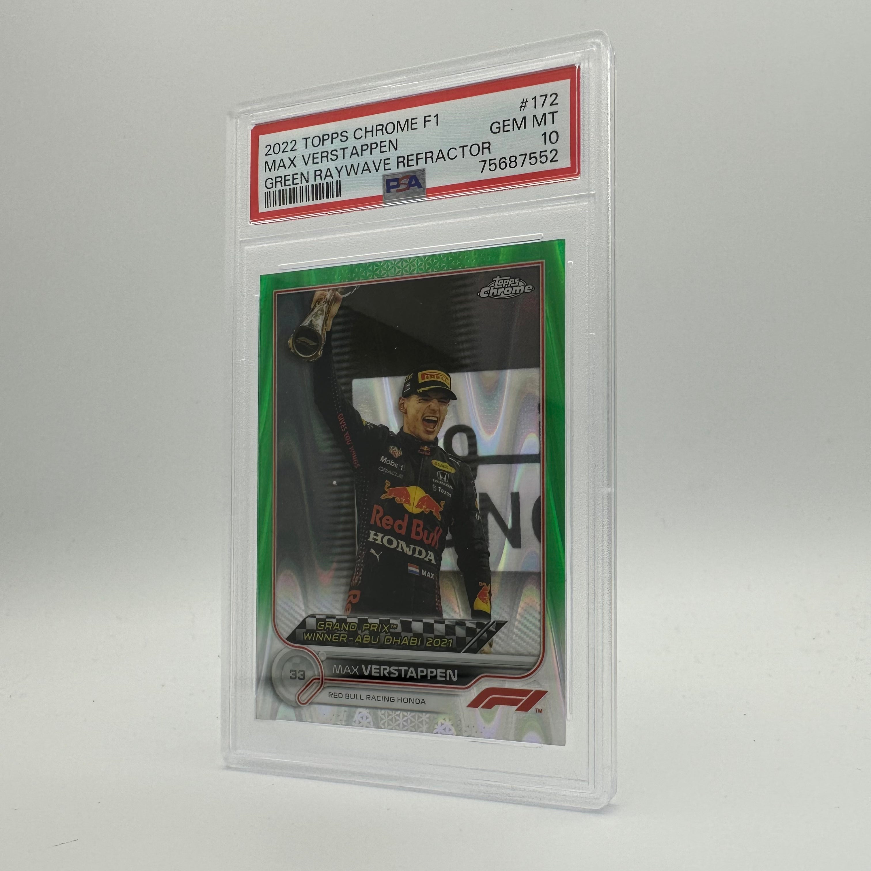 PSA 10 2021 Topps Chrome Formula 1 Max Verstappen #172 Green RayWave Refractor - Rare F1 Trading Card for Collectors & Fans