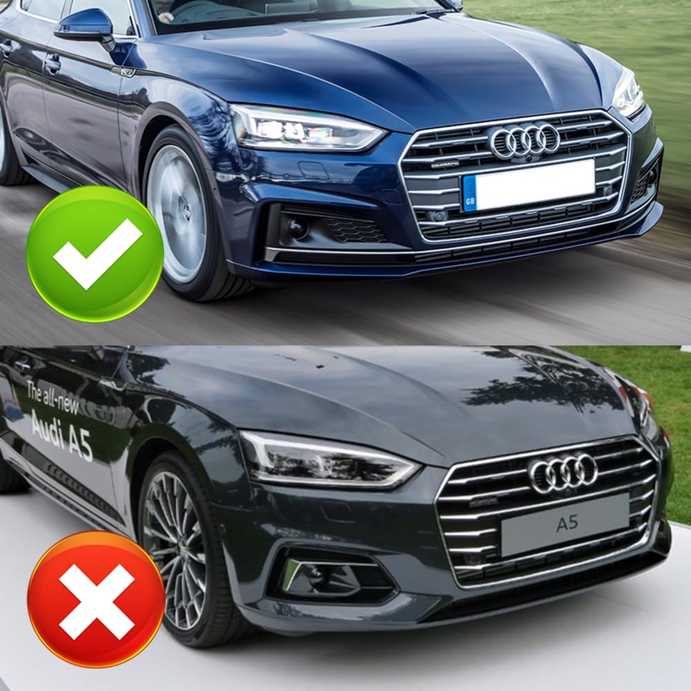Q1-TECH 5-Piece Front Bumper Lip & Side Skirt Kit for 2017-2018 Audi A5 B9 - ABS Matt Black Body Splitter, Canard Diffuser & Rocker Winglet - Enhance Style & Aerodynamics for Street Racing & Car Shows