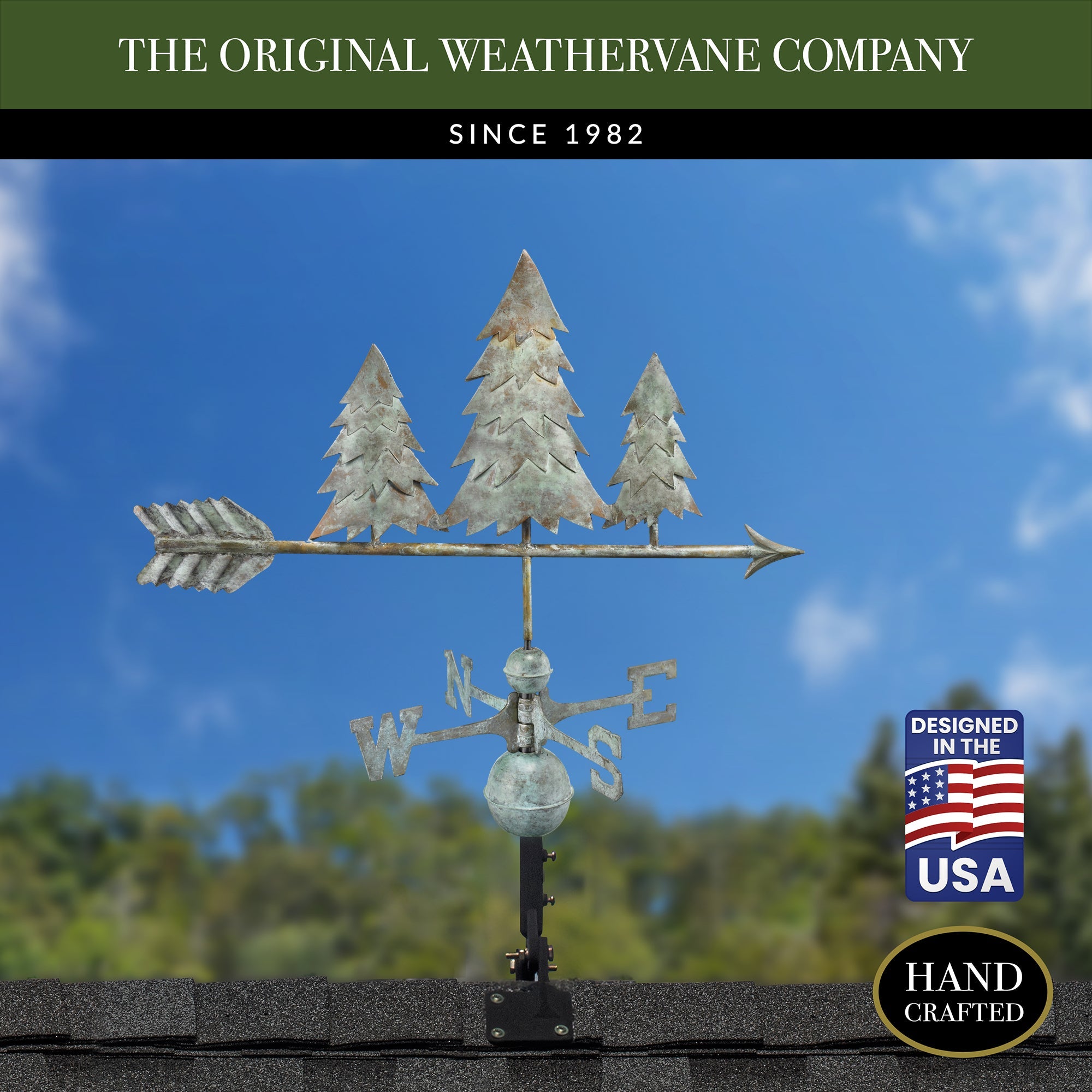 Handcrafted Pine Tree Weathervane for Outdoor Garden Decor - Rustic Farmhouse Style Wind Direction Indicator for Yard, Farm, or Roof