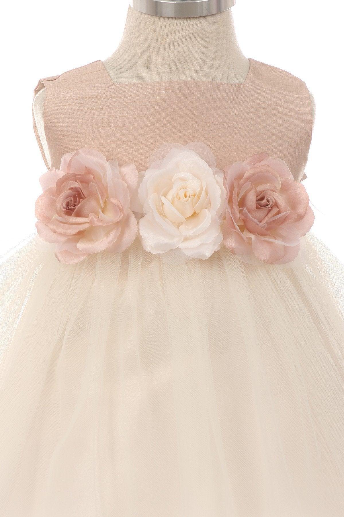 Vintage Rose Floral Baby Girl Dress - KD428 | Elegant Party & Photo Shoot Outfit for Toddlers & Infants