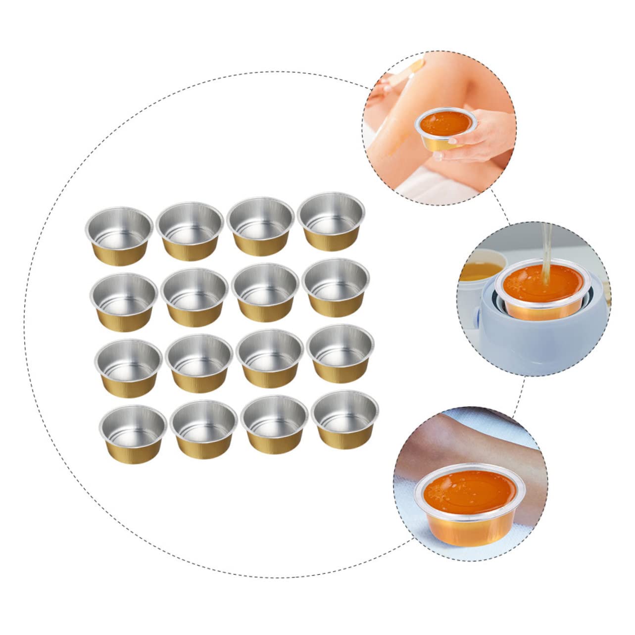 25pcs Golden Aluminum Foil Wax Melting Bowls for Wax Warmers - Mini Scented Wax Containers, Wax Warmer Bowls & Waxing Supplies - Perfect for Aromatherapy, Home Spa & DIY Candle Making