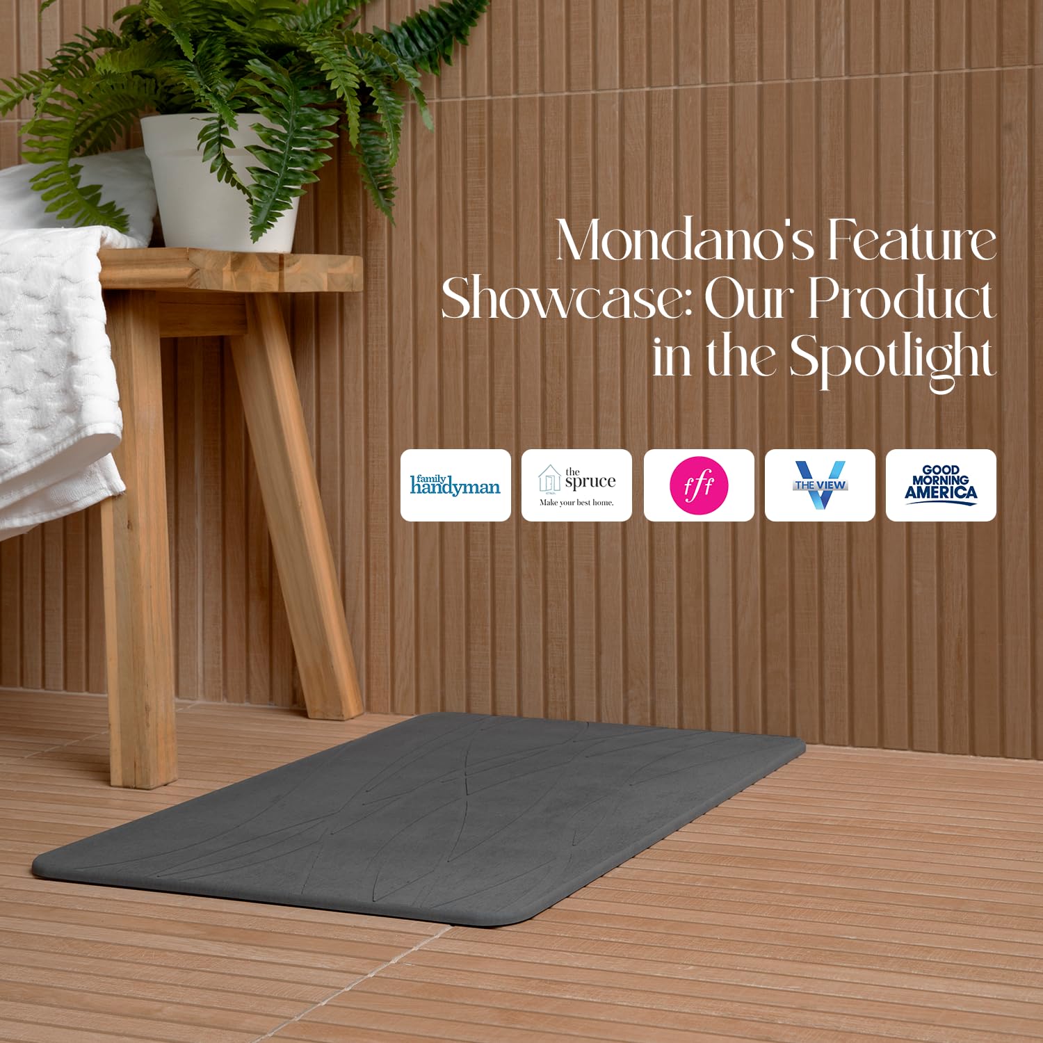 Non-Slip Diatomaceous Earth Bath Mat - Quick Dry Stone Shower Mat, Stone Dish Drying Mat & Bathroom Floor Mat - Graphite Grey - Perfect for Bathrooms, Kitchens & Spa Areas