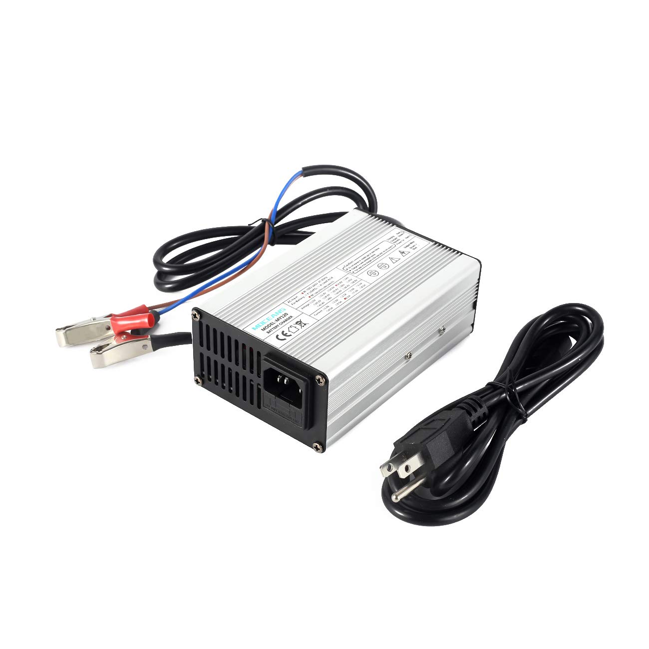 14.6V 6A LiFePO4 Battery Smart Charger for 4S 12.8V/14.4V Lithium Iron Phosphate Batteries with Crocodile Clips - Perfect for Electric Bikes, Solar Power Systems, and Marine Applications