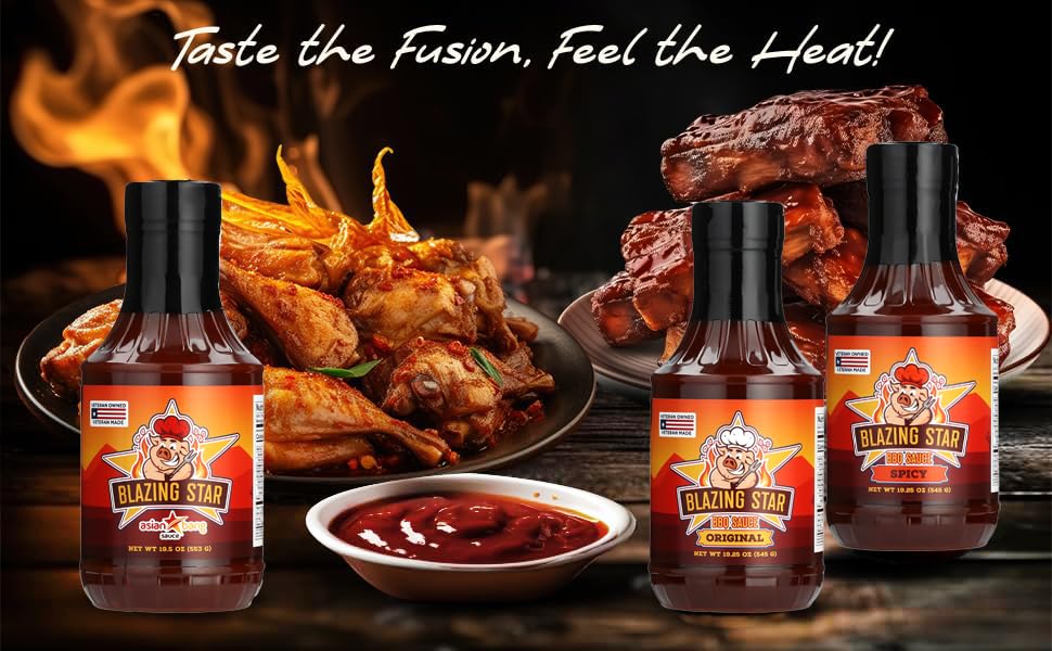 Blazing Star Asian Bang Sauce - Bold & Spicy Hot Sauce with Soy Sauce, Honey, Garlic, Sesame Oil, Onion & Chili Flakes - Perfect for Egg Rolls, Stir Fry, Noodles, Dumplings & BBQ Glaze (20 oz)