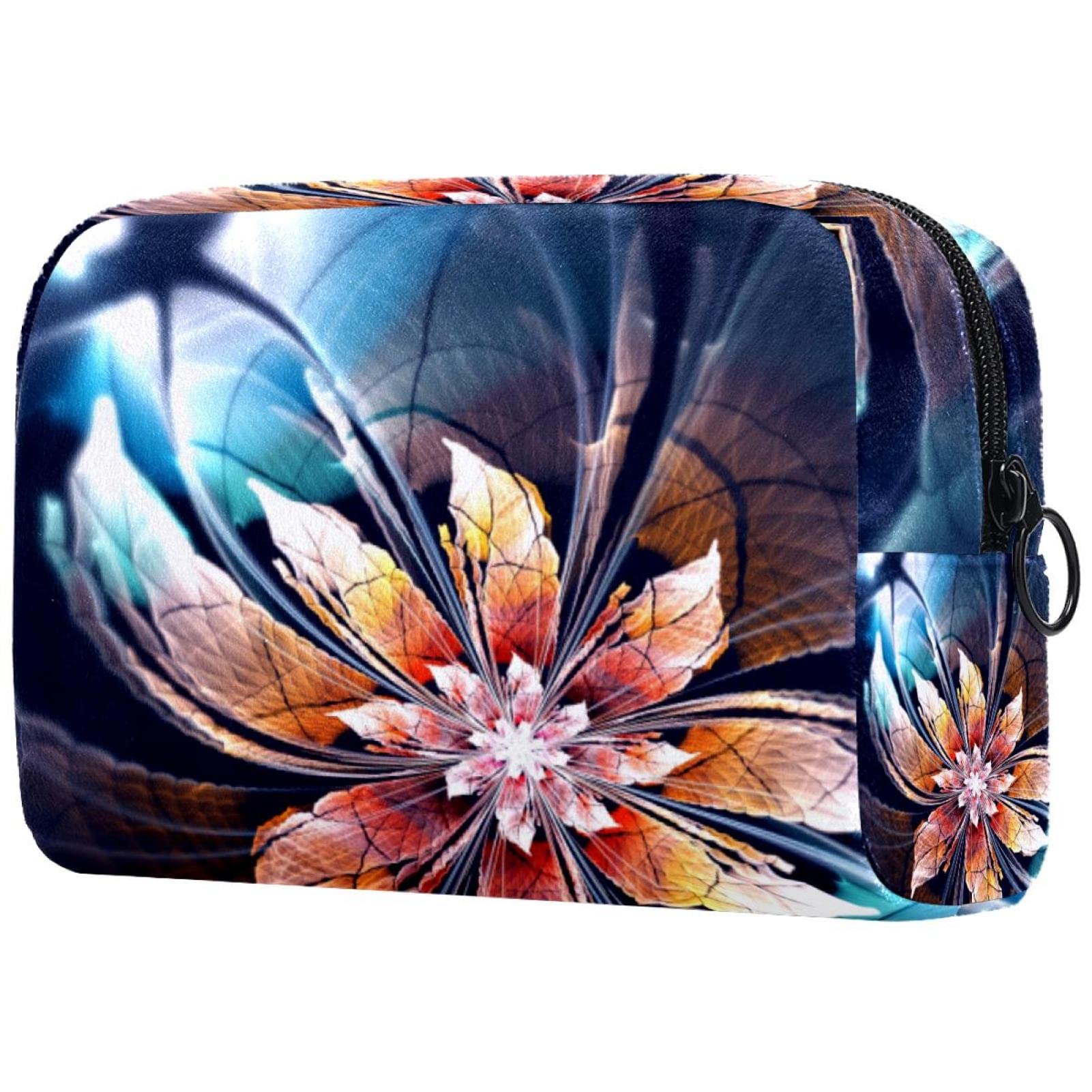 Floral Abstract Art Makeup Bag - Travel Cosmetic Organizer with Brush Holder, Portable Storage Case for Makeup Brushes & Cosmetics | Perfect for Travel, Gym, and Daily Use