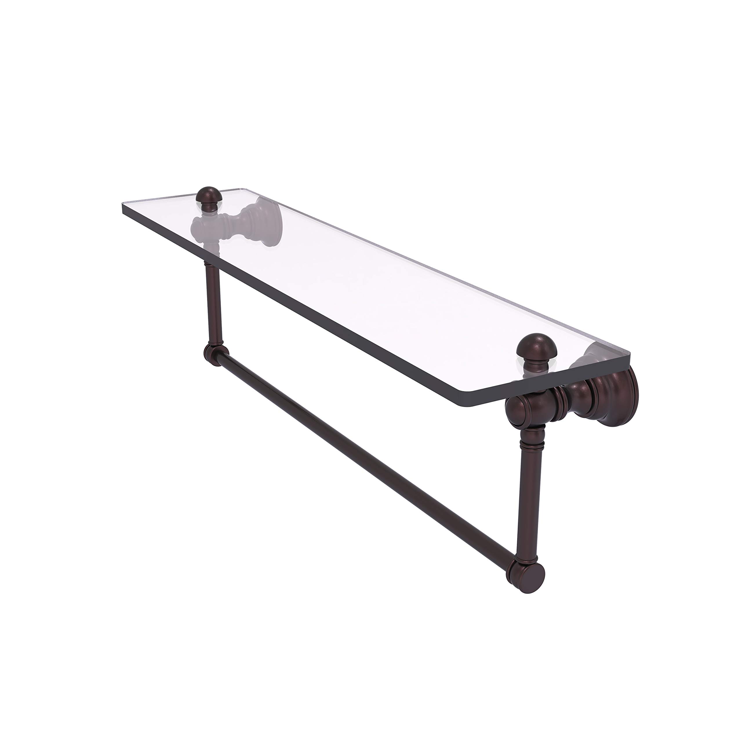 Allied Brass CL-1-22TB Carolina Collection 22 Inch Bathroom Towel Bar with Glass Shelf - Antique Bronze Finish for Modern & Traditional Bathrooms