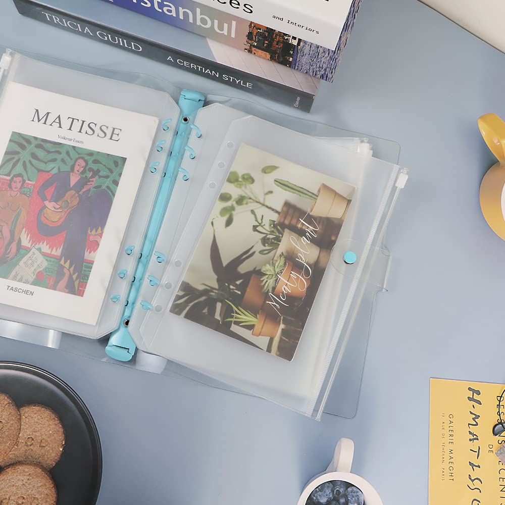 12 Pack A5 Clear Plastic Zipper Binder Envelopes - Waterproof PVC Pockets for 6-Ring Loose Leaf File Folders, Refillable Planner Covers - Perfect for School, Office & Document Organization