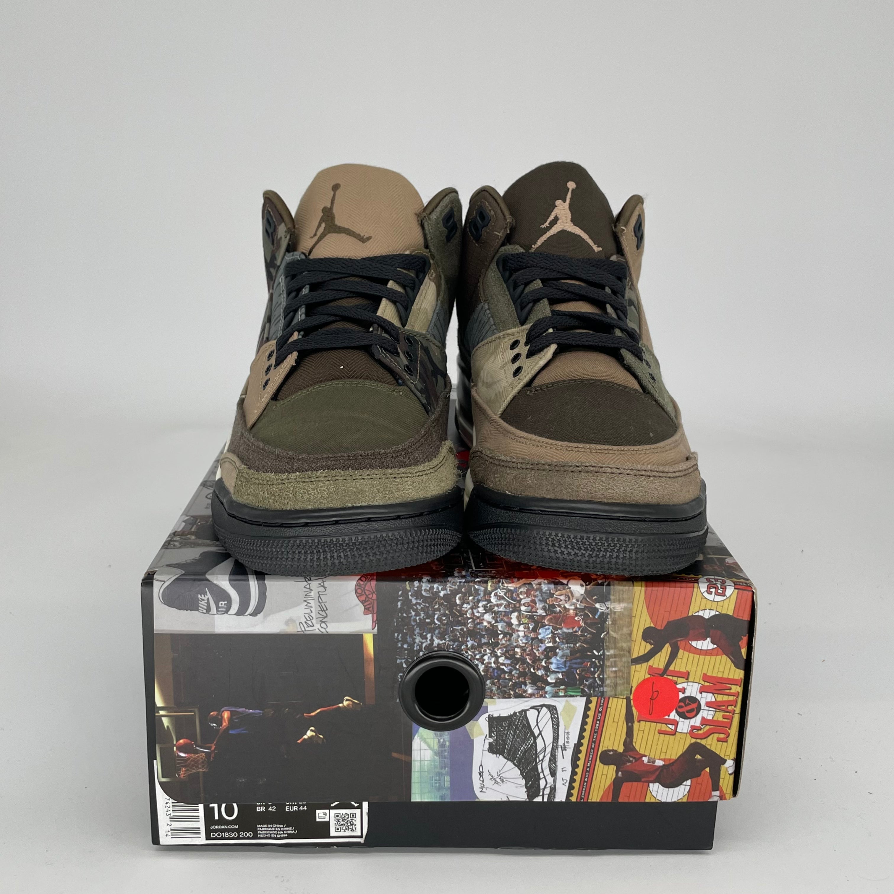 Air Jordan 3 Patchwork Camo Sneakers - Men's Size 10 (DO1830-200) - Retro Basketball Shoes for Streetwear & Casual Outfits