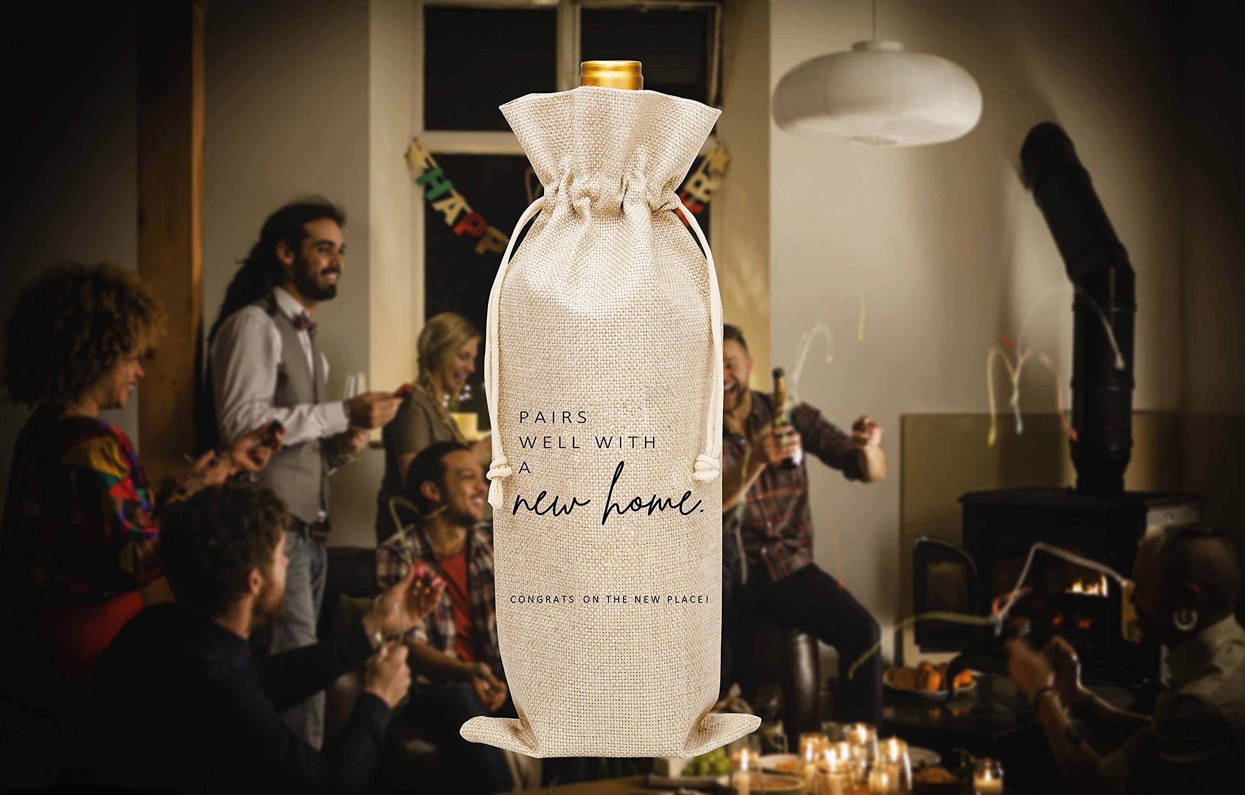 Elegant Housewarming Wine Gift Bags - Premium New Home Wine Gift for Friends & Clients - Perfect Realtor Closing Gift - 1 Piece Wine Bag (A47) - Ideal for Housewarming Parties, Client Appreciation & Real Estate Closing Gifts
