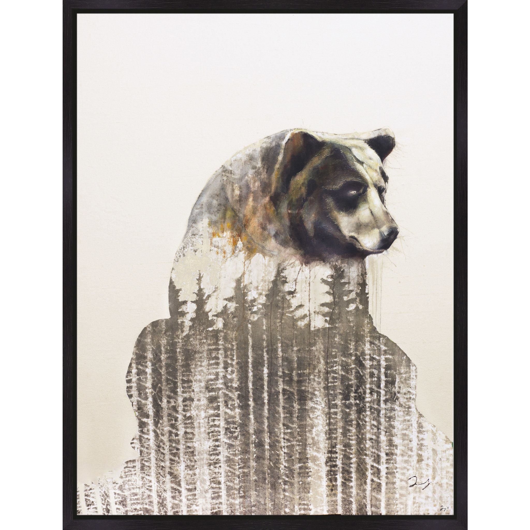 Bear Wall Art Canvas Print 31.5 x 41.5 Inches - Nature Wildlife Decor for Living Room, Bedroom & Office