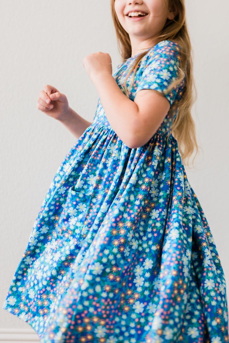 Spring Floral Short Sleeve Pocket Twirl Dress for Women - Perfect for Casual Outings, Picnics & Summer Parties