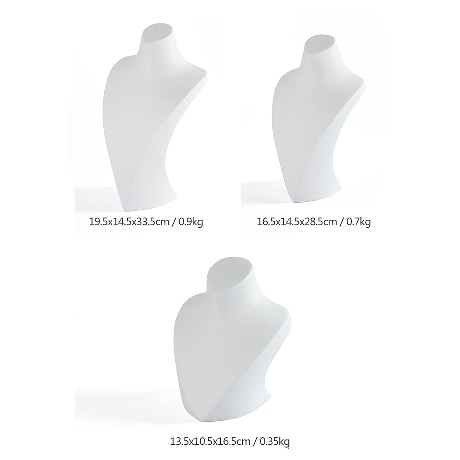 White Resin Jewelry Necklace Bust Display Stand - Mannequin Holder for Necklace Chain & Jewelry Showcase - Perfect for Retail Stores, Boutiques, and Jewelry Photography