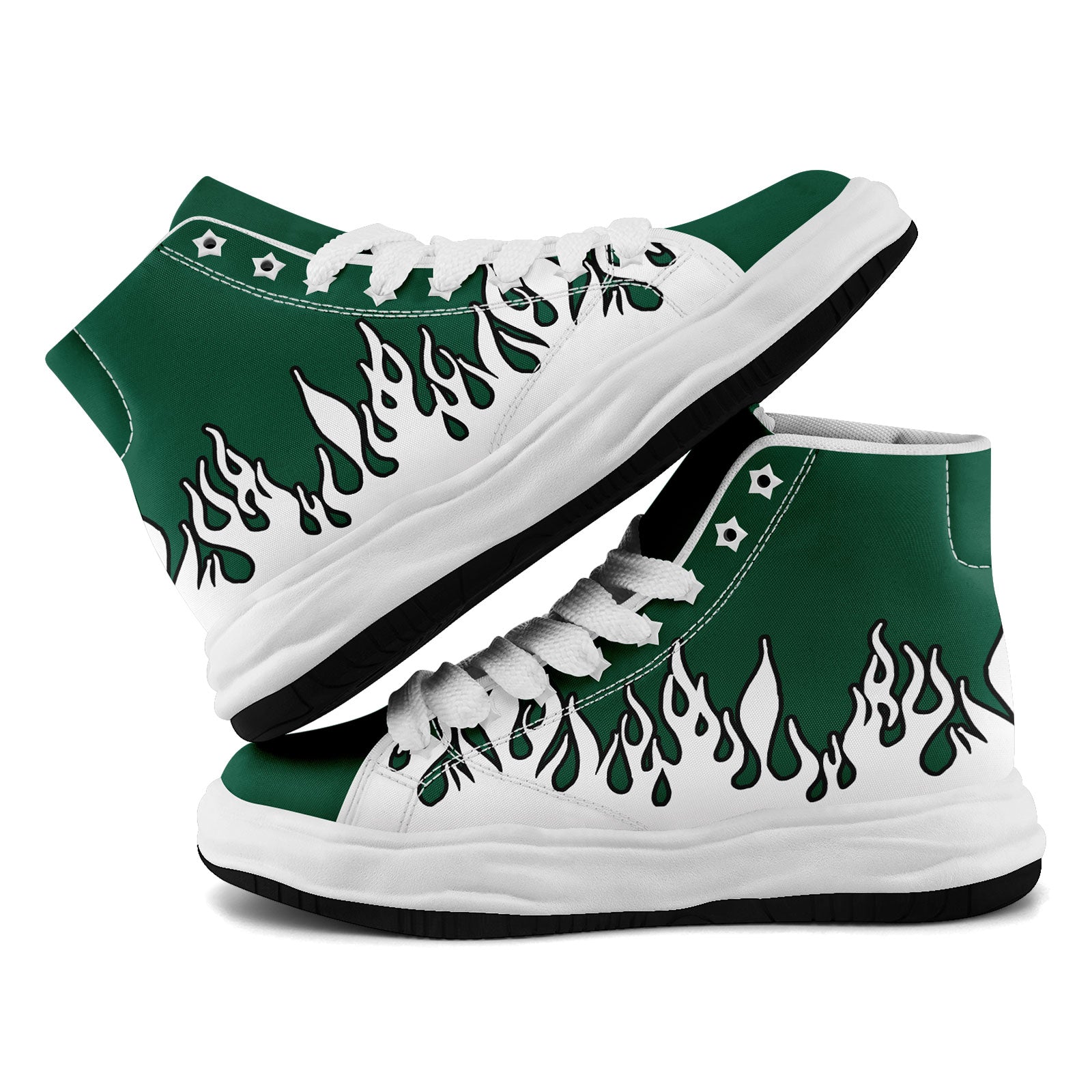Custom Green & White New York Firesoul Personalized Sneakers - Breathable Comfort Shoes for Men & Women - Perfect for Running, Gym Workouts & Casual Wear (Model: FN039 D020272 28)