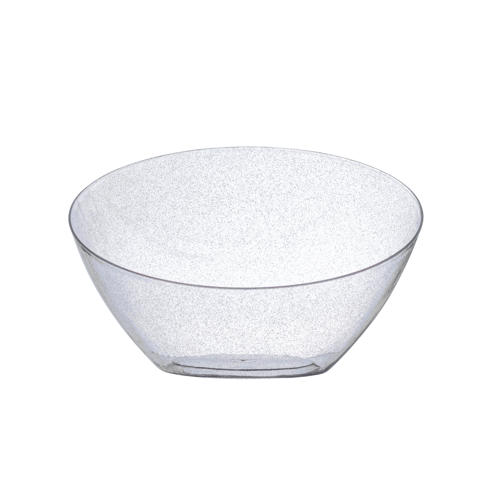 5 Pack Clear & Silver Glitter Angled Plastic Serving Bowls - Perfect for Party Snacks, Candy Buffets, and Dessert Displays