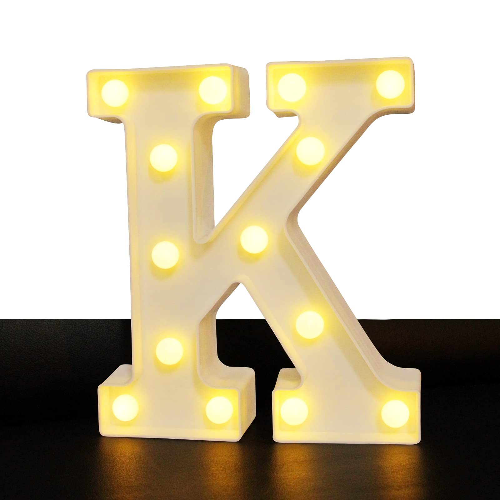 Warm White LED Marquee Letter Lights - 26 Alphabet LED Lamp for Home Decor, Living Room, Bedroom, Wall & Table, Bar Sign, Christmas Decoration (Letter K) - Perfect for Parties, Weddings & Holiday Lighting
