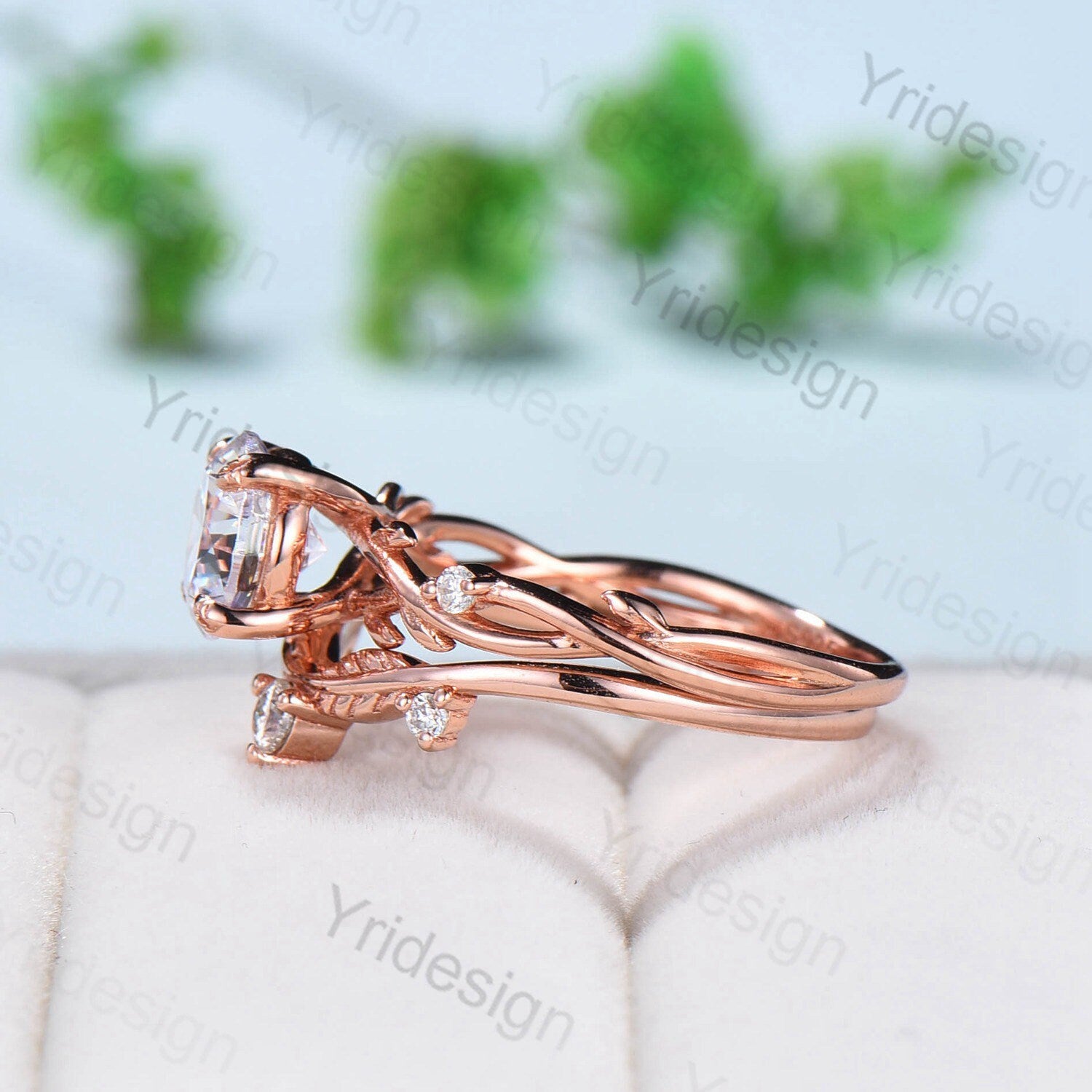IGI Certified Lab Grown Diamond Engagement Ring Set - Nature Inspired Branch & Leaf Design Wedding Band - Unique Twig Bridal Jewelry for Eco-Conscious Couples | Perfect for Proposals, Anniversaries & Sustainable Weddings
