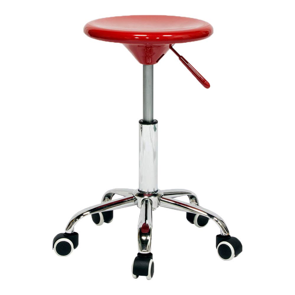 Jack Richeson Red Metal Stool - Durable Bar Stool with Adjustable Height for Kitchen, Dining Room & Outdoor Patio Use