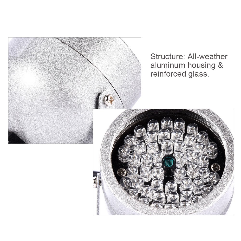 48 LED Infrared Night Vision Light for Security CCTV Camera - High Visibility IR Illuminator for Home Surveillance & Outdoor Monitoring (Ideal for Low Light Security, Baby Monitoring & Wildlife Observation)