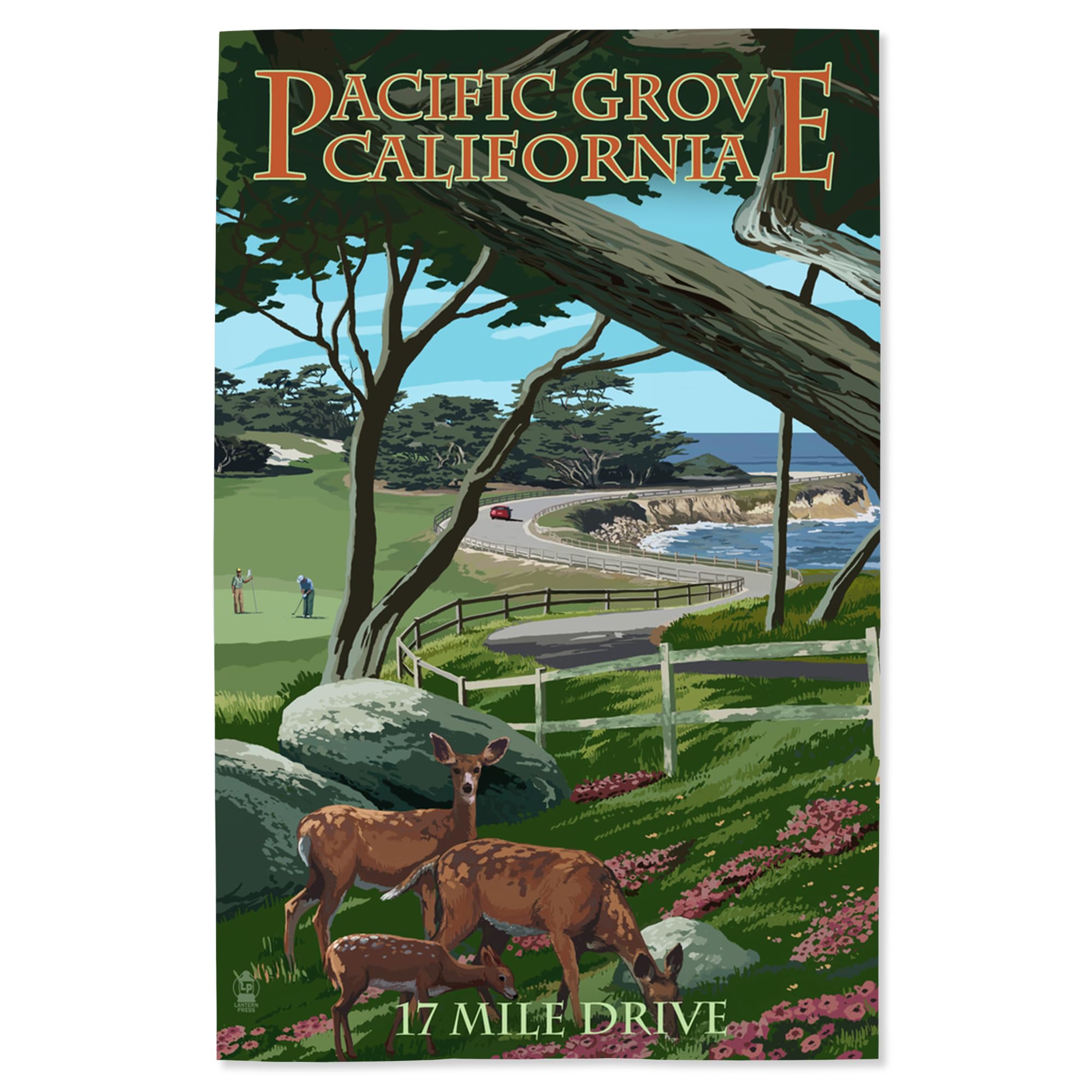 Lantern Press 16x24 Inch Giclee Art Print - Pacific Grove California 17 Mile Drive Coastal Landscape Wall Decor | Perfect for Living Room, Bedroom & Office