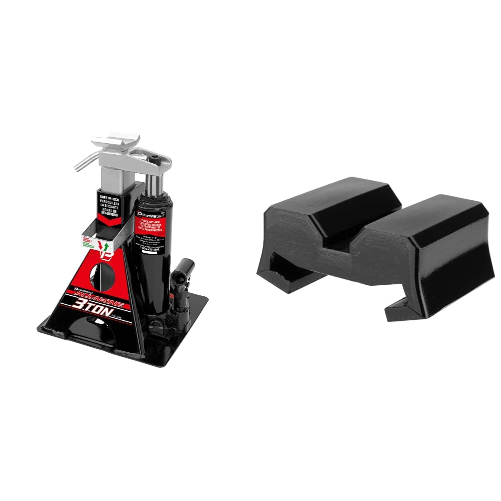 3 Ton Powerbuilt Bottle Jack with Jack Stands & Unijack Pinch Weld Saddle Adapter - All-in-One Car Lift for Vehicle Frame Protection | Ideal for Auto Repair, Tire Changes & Emergency Roadside Assistance