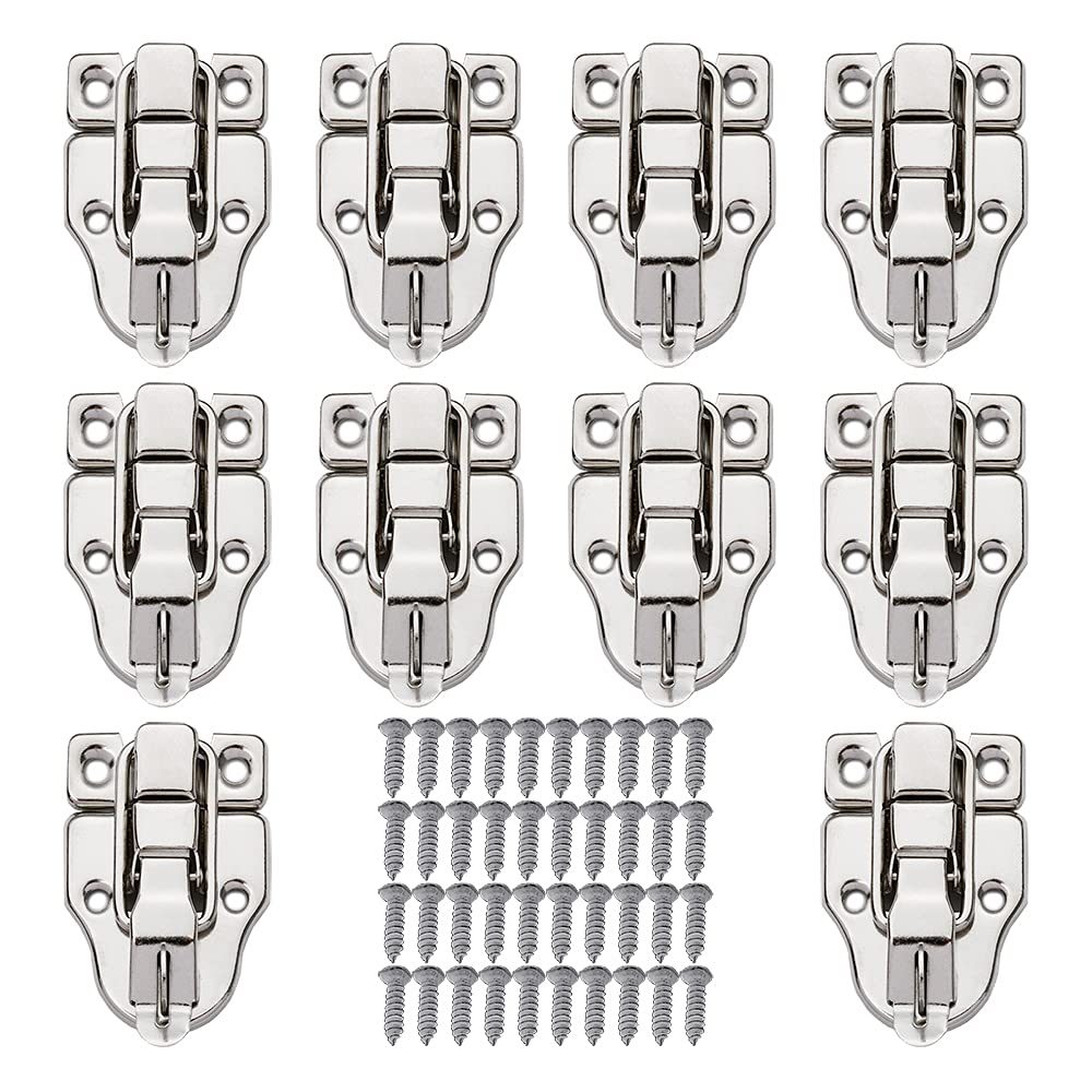 10PCS Silver Metal Duckbilled Box Hasp Lock Toggle Latch Catch - Heavy Duty Hardware for Wooden Case, Toolbox & Storage Chest - Secure Your DIY Projects & Outdoor Equipment