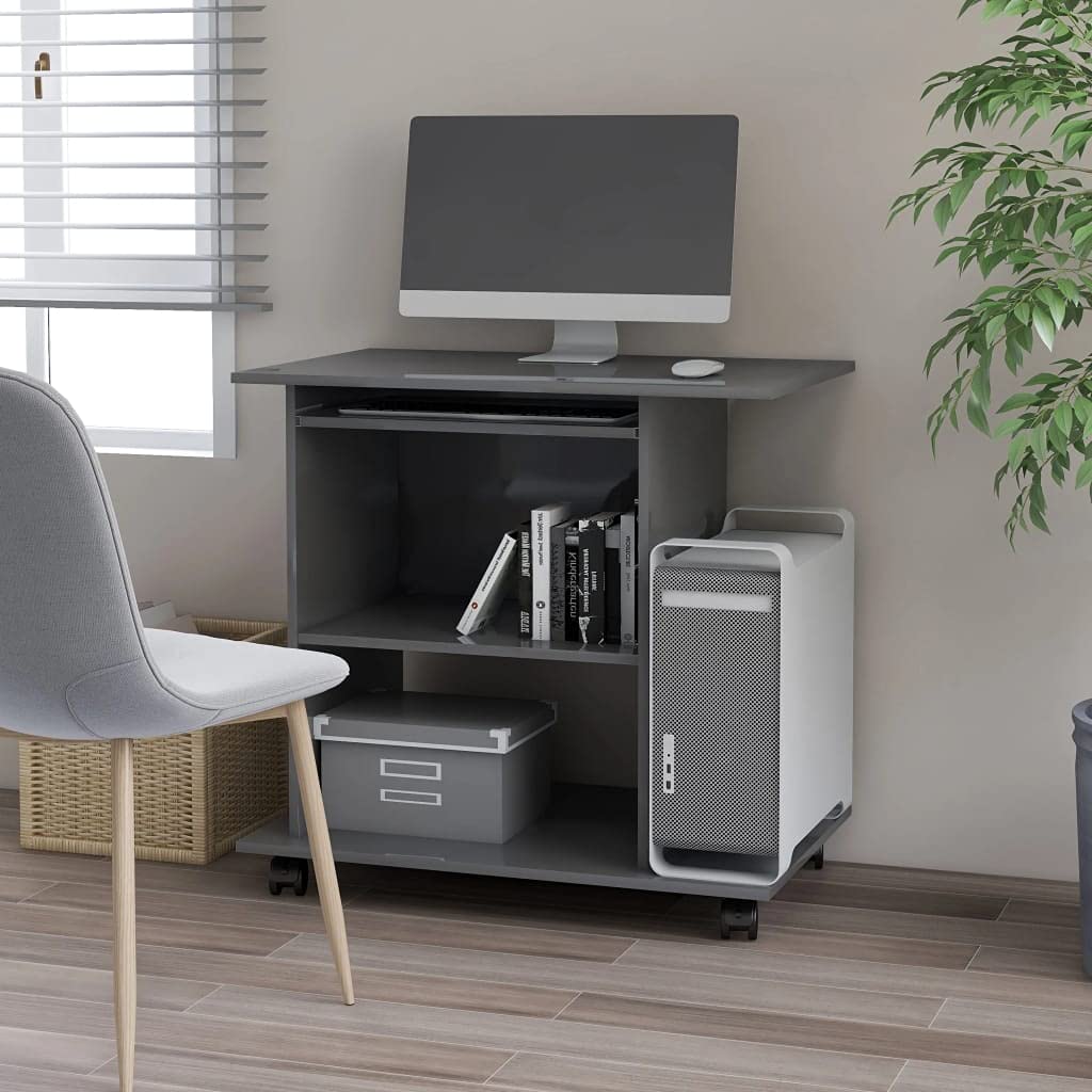 Modern High Gloss Gray Computer Desk 31.5
