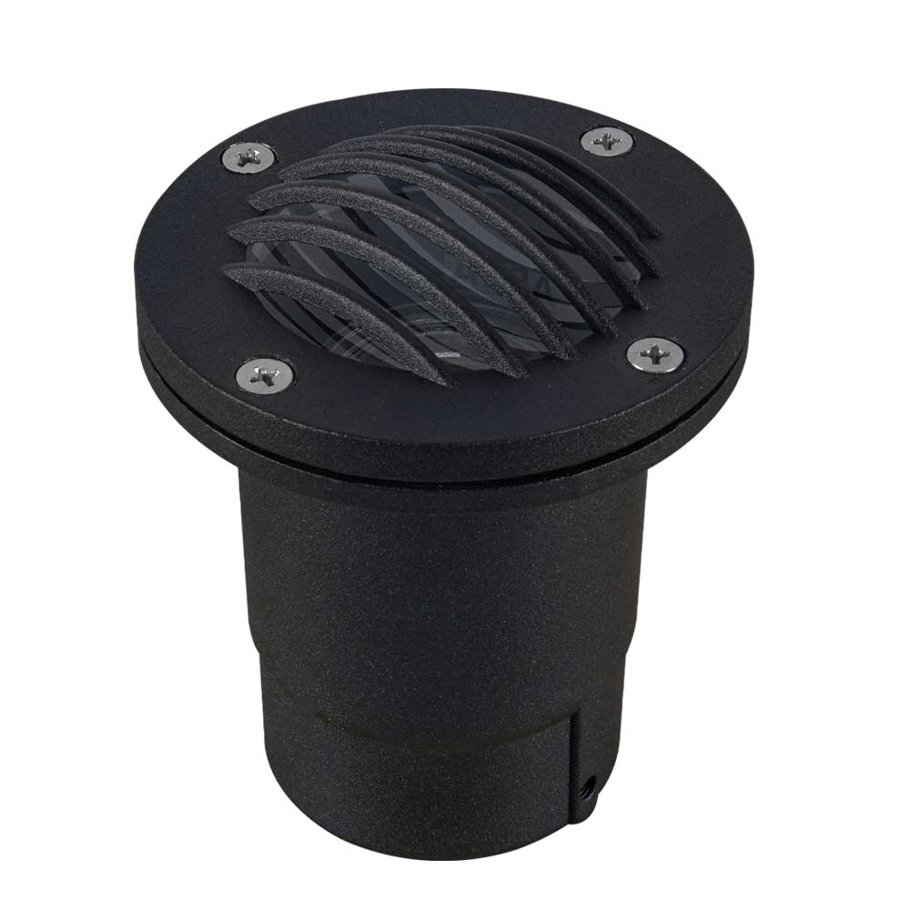 12V LED Landscape In-Ground Well Light with Grill Face - Durable Aluminum Black Finish for Garden, Pathway, and Outdoor Lighting