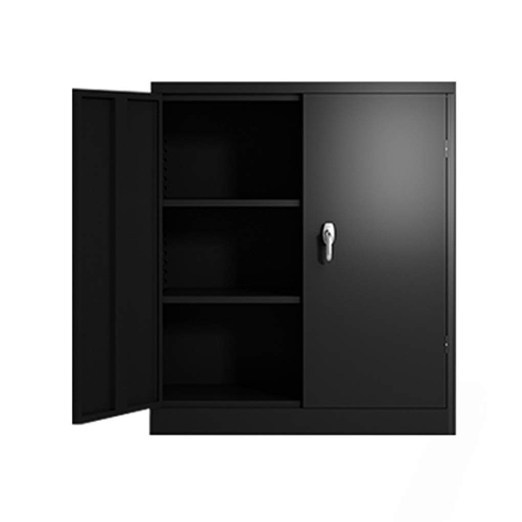 Heavy-Duty 3-Shelf Steel Storage Cabinet with 2 Adjustable Shelves & Lockable Doors - Secure Metal Organizer for Garage, Kitchen, Pantry, Office & Laundry Room - Perfect for Storing Tools, Cleaning Supplies & Household Items