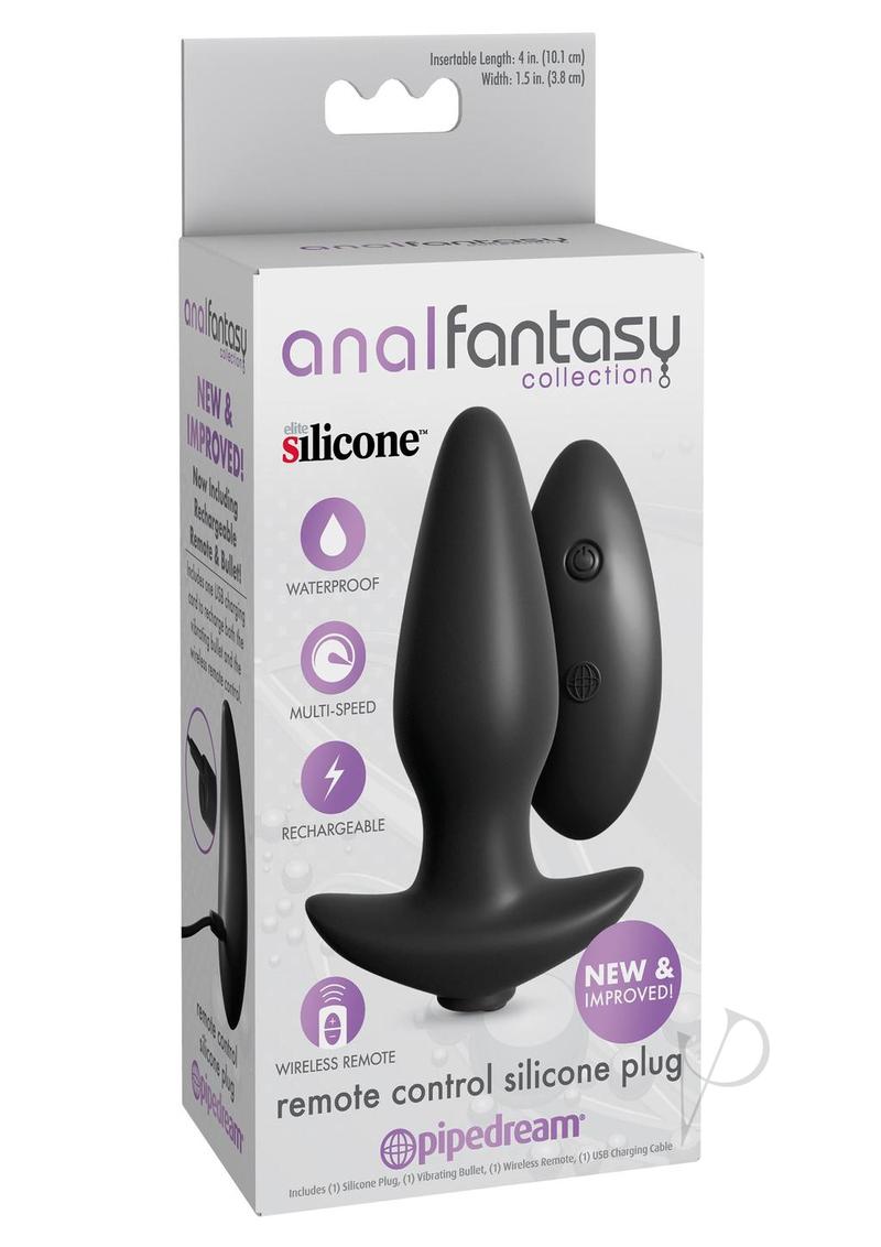 Remote Control Silicone Anal Plug 4 Inch - Black - Anal Fantasy Collection - Perfect for Couples Play & BDSM Exploration
