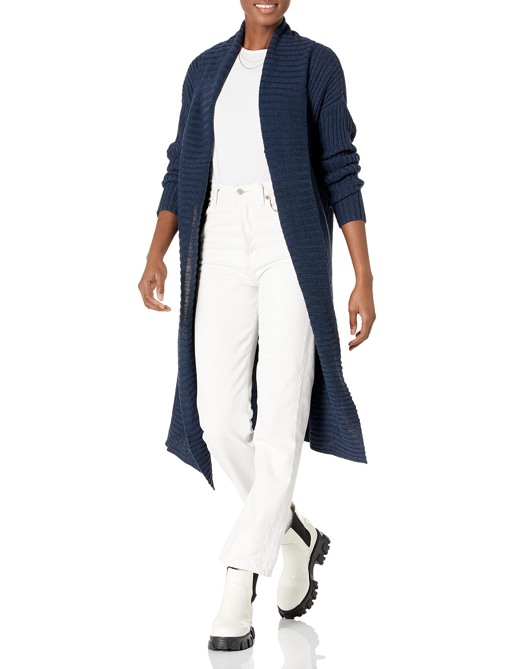 Amazon Essentials Women's Oversized Open Front Knee Length Sweater Coat - Soft Long Cardigan for Fall & Winter, Perfect for Layering, Office Wear, and Casual Outfits