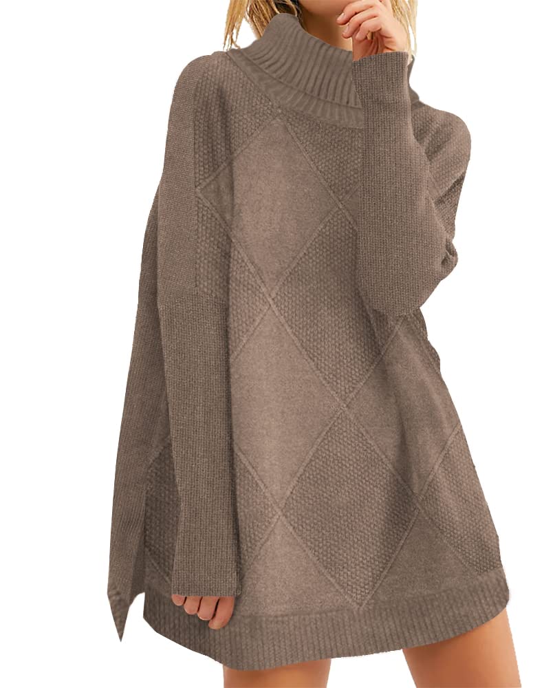 ETCYY Women's Oversized Turtleneck Sweater - Cozy Fall Knit Pullover Long Sleeve Casual Top for Work, Dating & Weekend Outfits