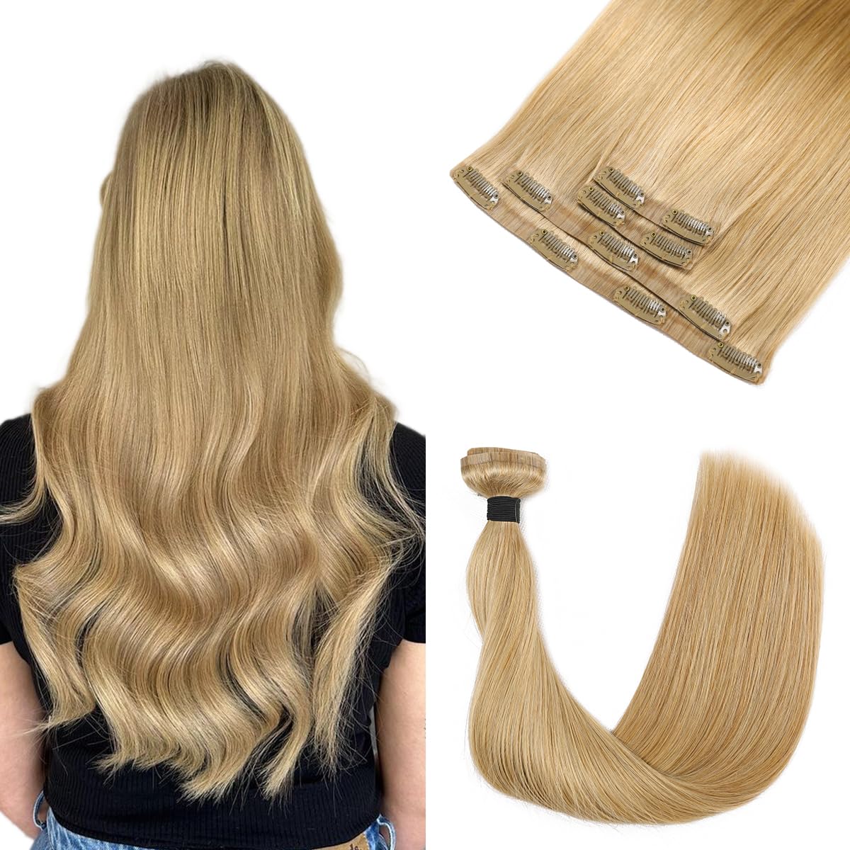 Premium 100% Human Hair Clip-In Extensions - Silky Straight Hair Extensions for Length & Volume | Perfect for Parties, Weddings & Everyday Styling