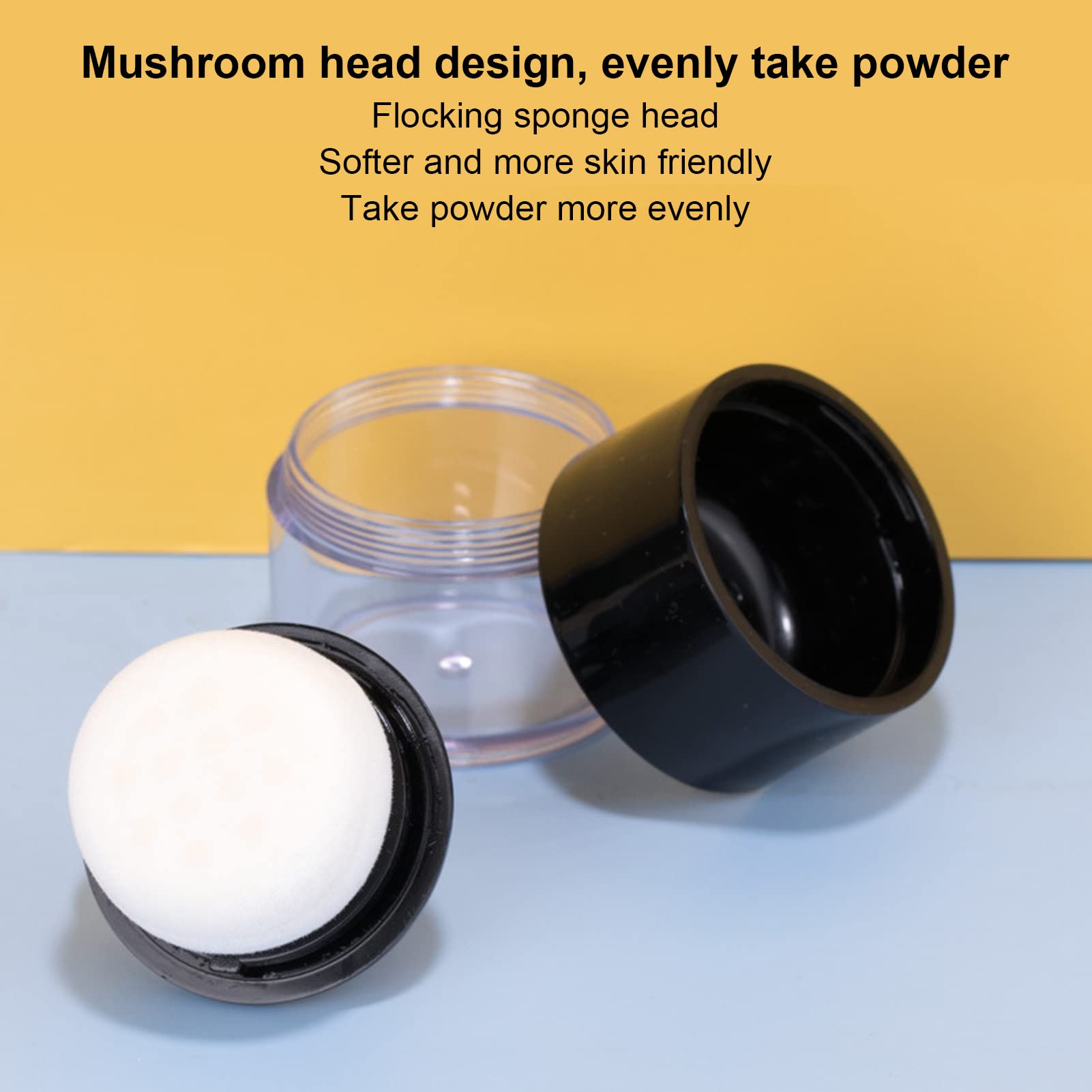10g/0.34oz Black Refillable Empty Powder Case with Puff & Sifter - Mini Loose Powder Container for Makeup, Blush, Finishing Powder | DIY Cosmetic Storage & Travel-Friendly Compact