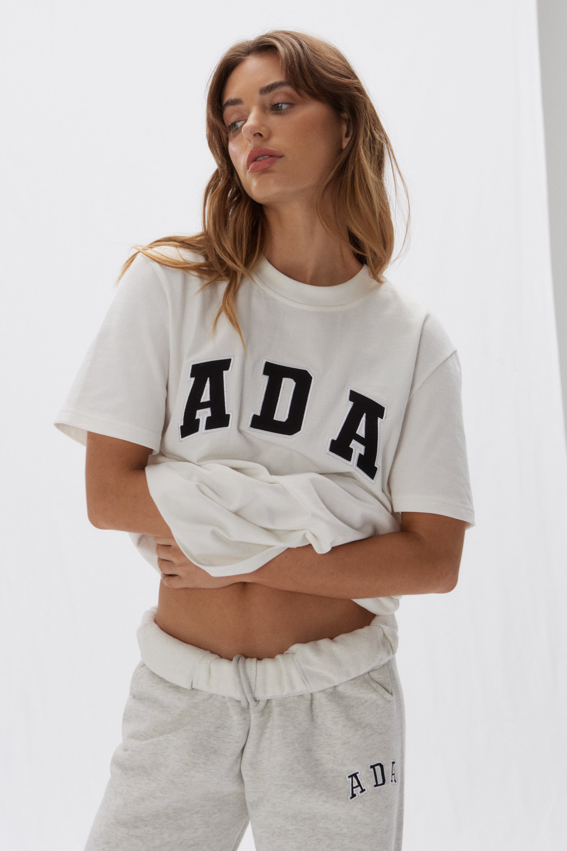 ADA Short Sleeve Oversized T-Shirt for Women - Soft Cotton White Tee - Casual Loungewear & Streetwear Fashion